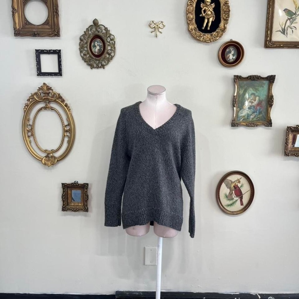 Vintage Alexander Wang Charcoal Gray Knit V-Neck Sweater